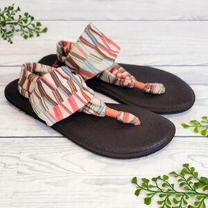 Sanuk Yoga Sling II Colorful Striped Sandals Womens Size 10